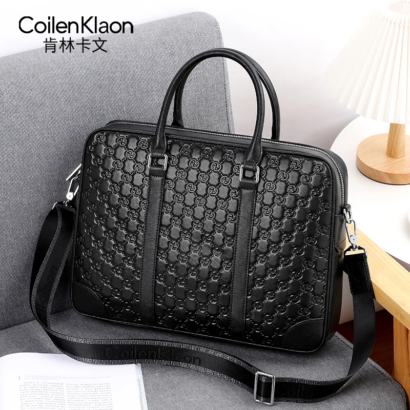 法国真皮手提公文包男欧美经典商务轻奢潮流大容量大牌奢侈电脑包