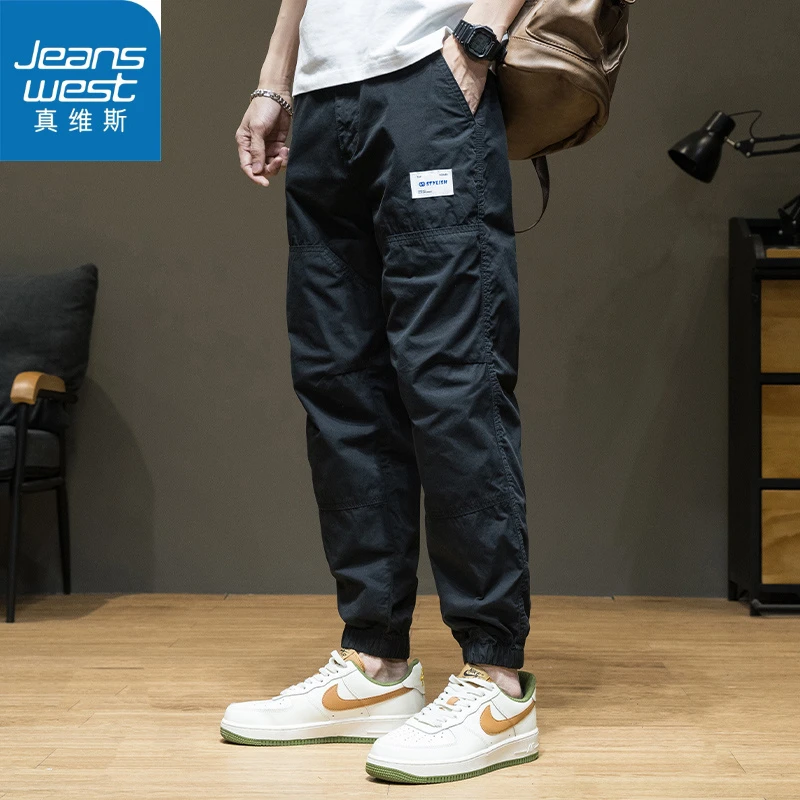 Jeanswest/真维斯真维斯薄款男宽松束脚休闲裤大码纯棉工装裤潮流