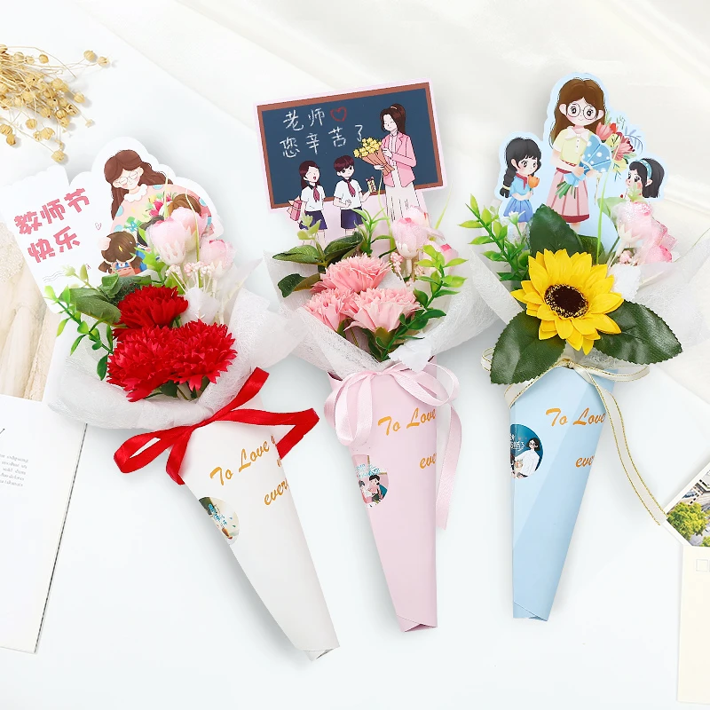 手工diy康乃馨香皂花伴手礼幼儿园小学实用的教师节礼物送老师女