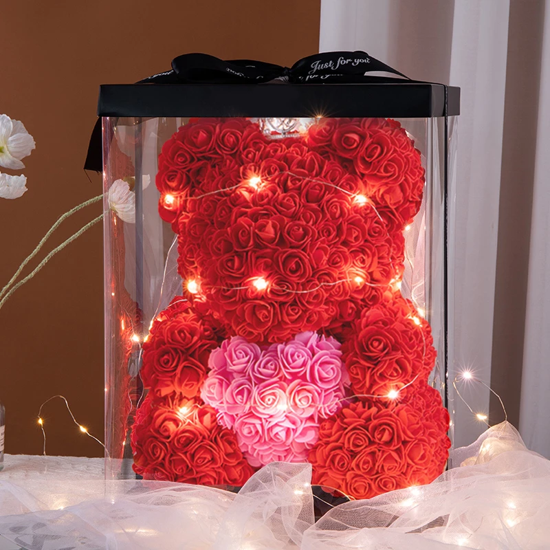 玫瑰小熊花束礼盒新年平安夜圣诞节礼物浪漫送女友老婆女生女朋友