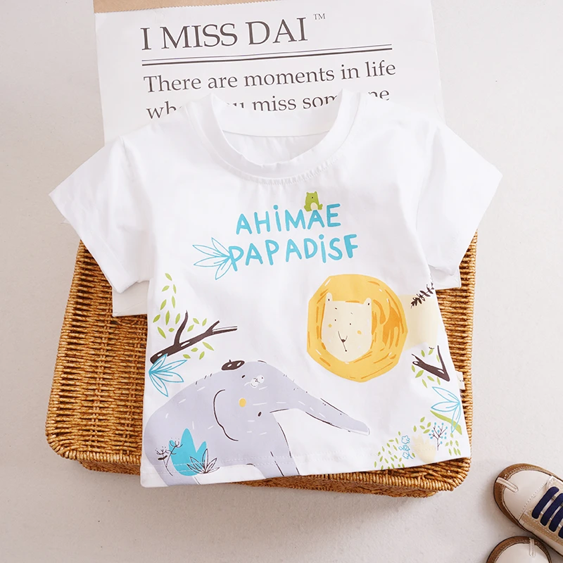 2024男童洋气T恤潮童宝宝短袖男宝圆领卡通上衣女童韩版童装纯棉