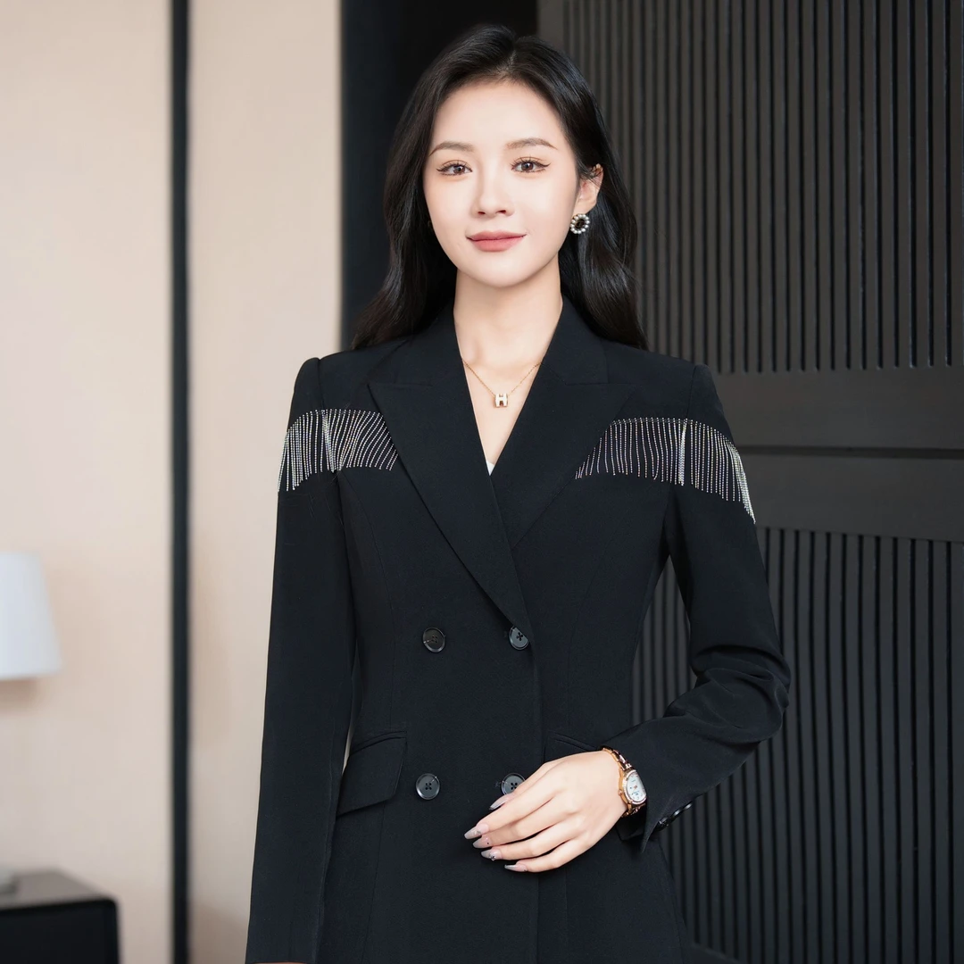 【维依高定】春秋新款时尚流苏工艺气质显瘦名媛风职业女西服套装