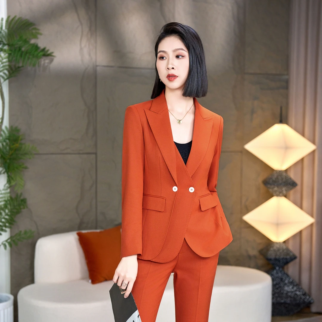 【维依】2023年春秋新款爱马世橘显白气质名媛西装套装修身显瘦西服