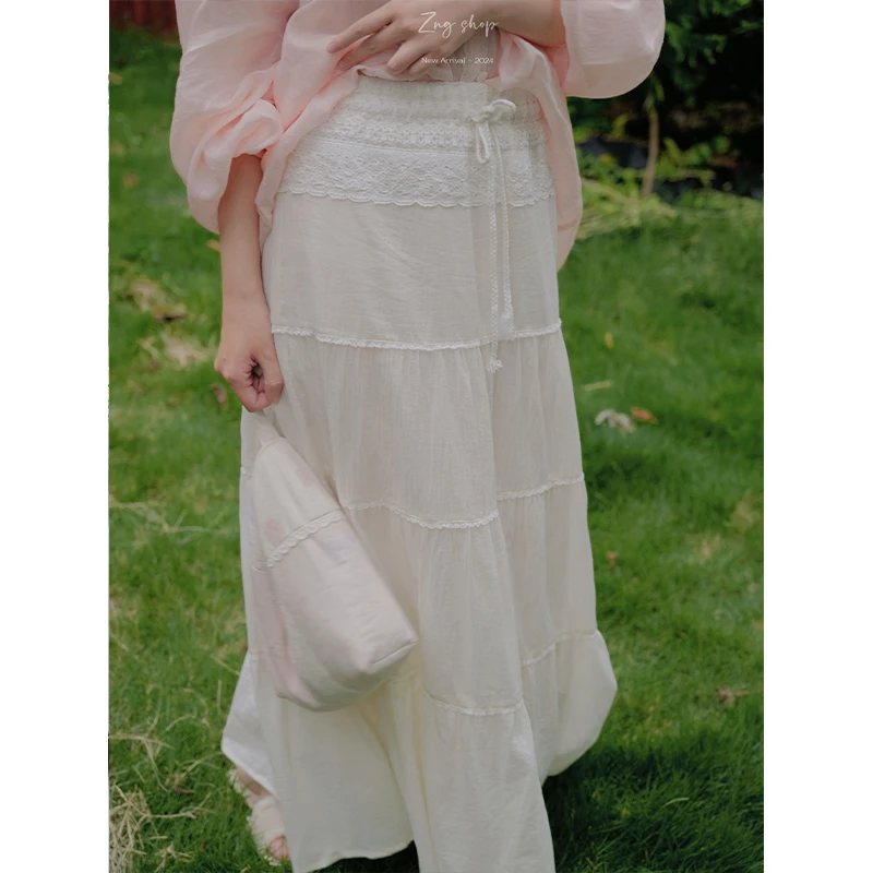 ZNG SHOP(清仓款NO退NO换）“夏茉莉”古着重工花边拼接半身裙