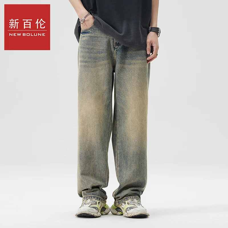 新百伦男士牛仔裤复古气质男款轻奢时尚男装网红2025新款工装爆款