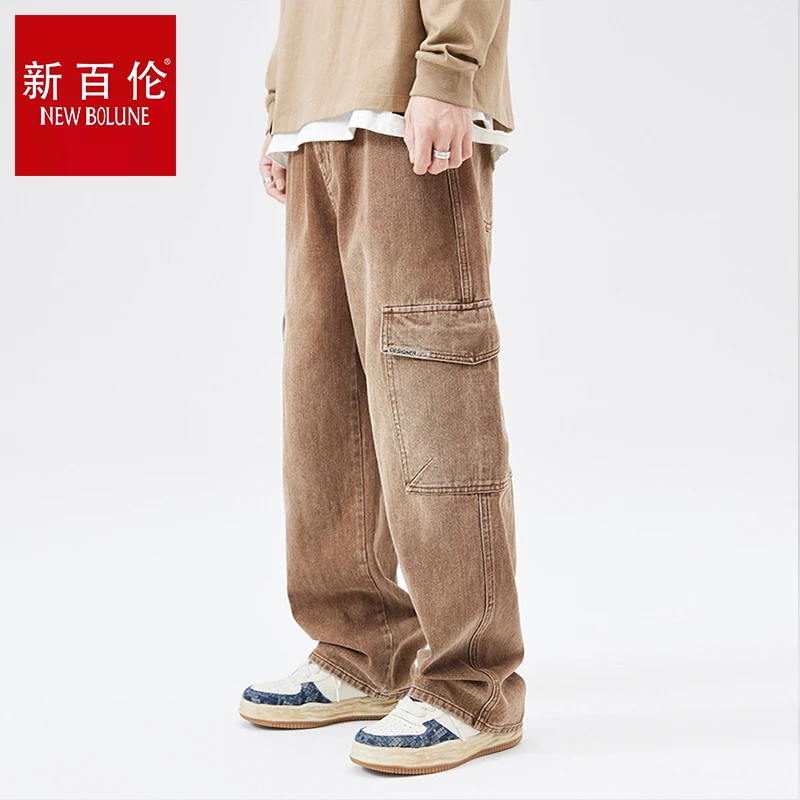 新百伦牛仔裤潮流爆款时尚裤子休闲裤美式直筒休闲复古宽松日系