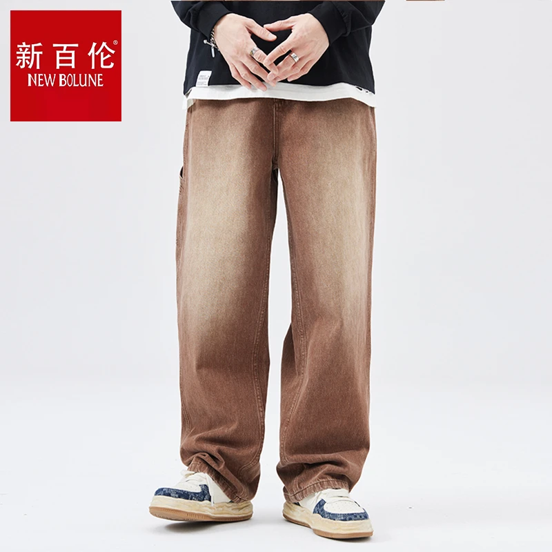 新百伦牛仔裤潮流爆款裤子休闲百搭裤美式直筒休闲复古高街宽松