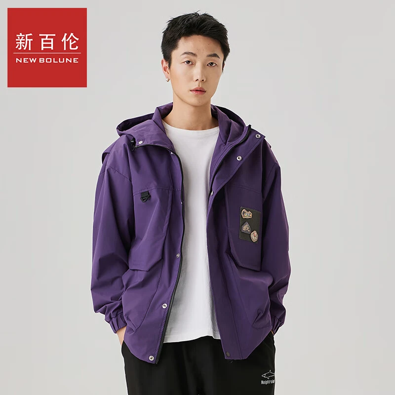 新百伦春季新品美式复古工装夹克山系户外宽松连帽男休闲时尚外套