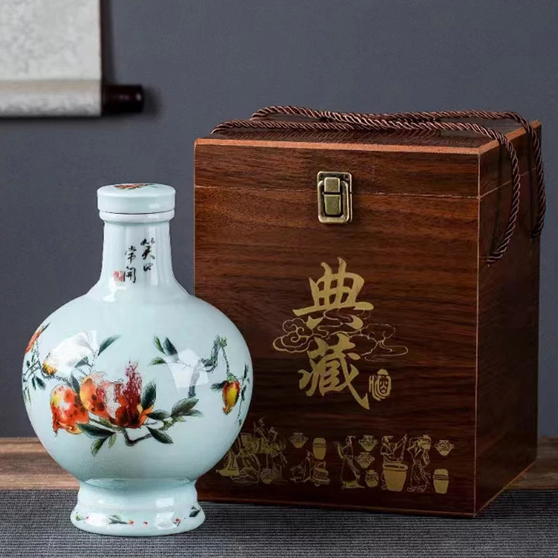 景德镇陶瓷空酒瓶1斤3斤5斤家用密封装饰酒坛子窖藏酒罐酒壶礼盒