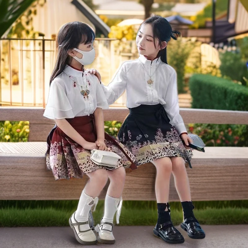 女童汉服马面裙夏季薄款中国风公主裙可爱女童汉服短裙网红短款