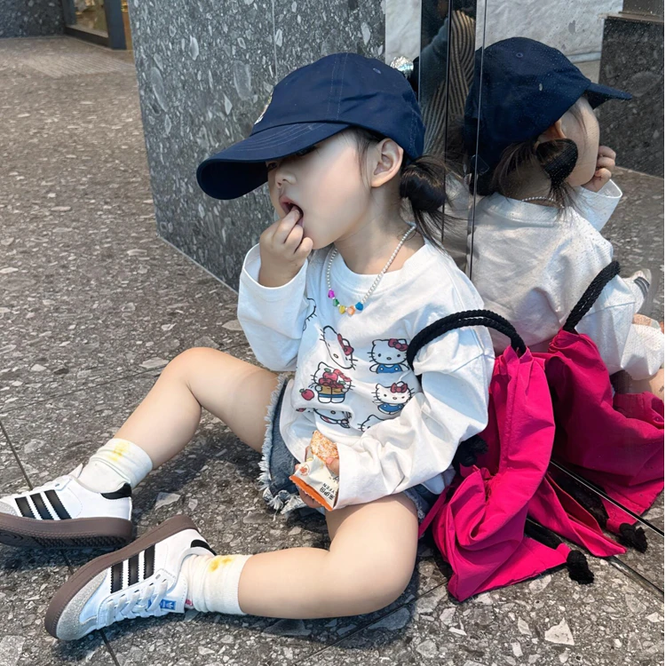 儿童衣服春秋款韩国童装女童可爱卡通印花纯棉宽松长袖T恤上衣潮
