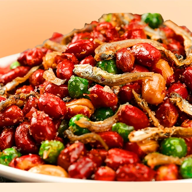 小鱼花生米下酒菜开袋即食网红爆款油炸花生零食小吃干烧烤店商用