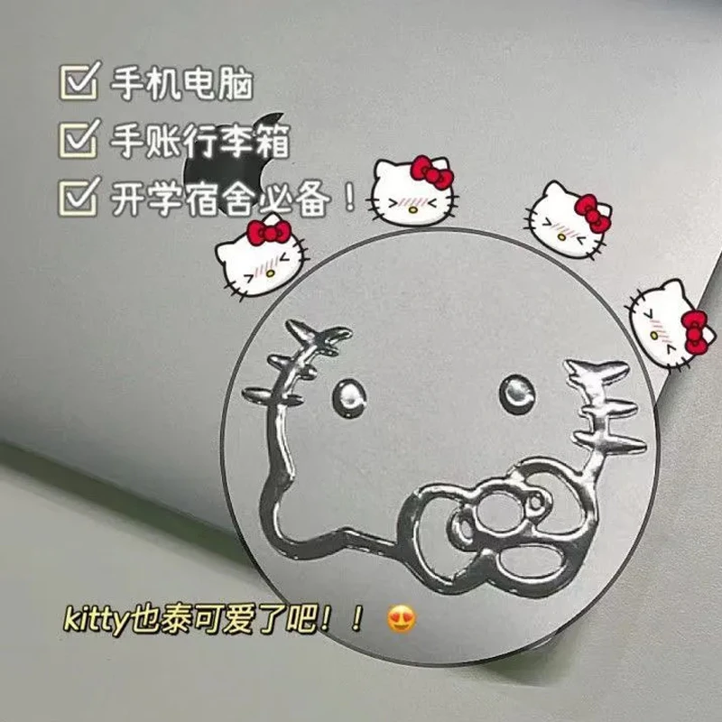 kitty银色贴纸卡通可爱周边手机电脑行李箱电动车汽车立体装饰贴