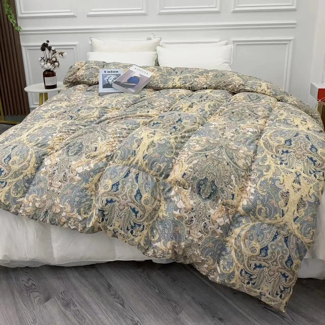 （尾货）高端糯棉加厚羽绒冬被印花立体柔软