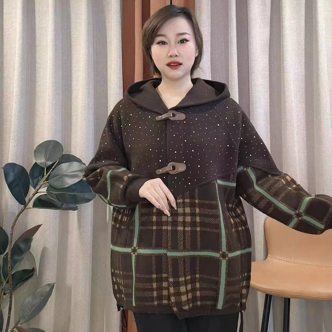 时尚百搭洋气休闲网红加厚秋冬中长款气质针织中老年妈妈装