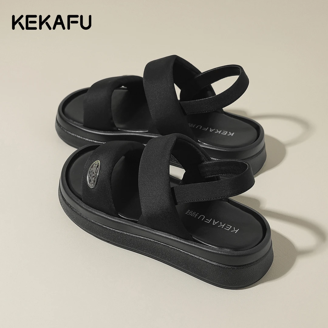 珂卡芙高级感厚底软底凉鞋女鞋2025年新款夏季踩屎感平底外穿拖鞋