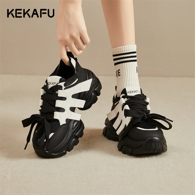 珂卡芙时尚厚底鞋女款2025新款秋季炸街老爹鞋舒适百搭休闲运动鞋