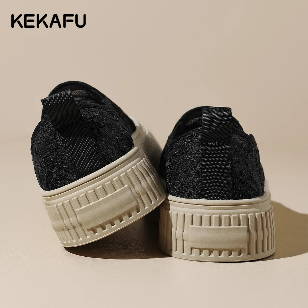 珂卡芙小香风女2025年秋季新款一脚蹬平底单鞋子防滑网面透气板鞋