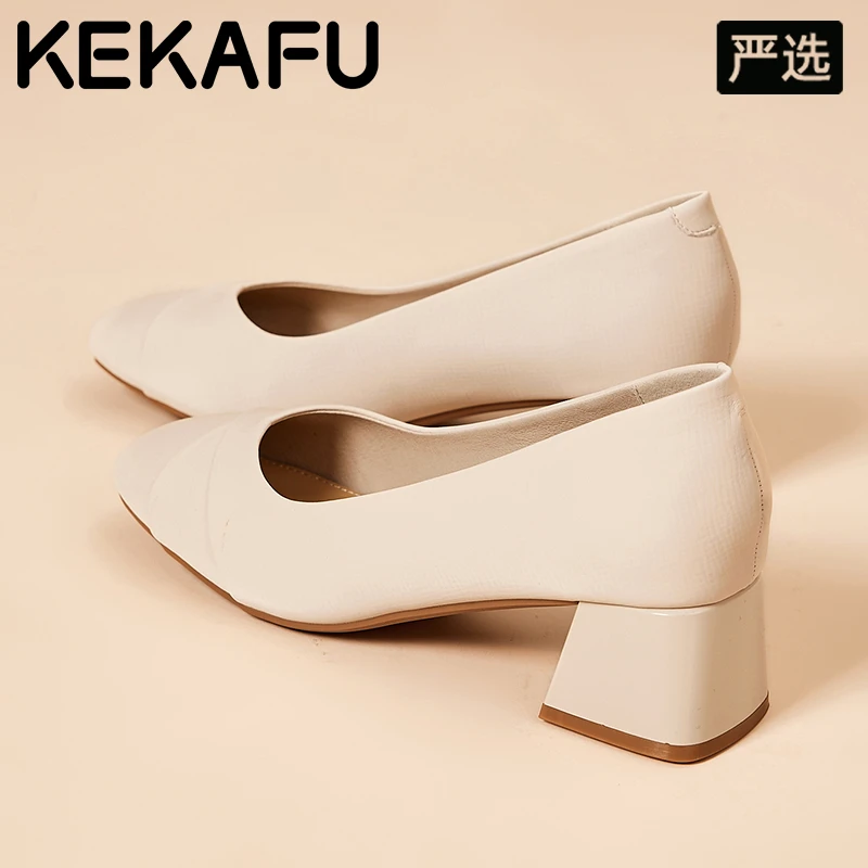 珂卡芙法式复古玛丽珍鞋2025新款秋季百搭粗跟一脚蹬女鞋浅口单鞋