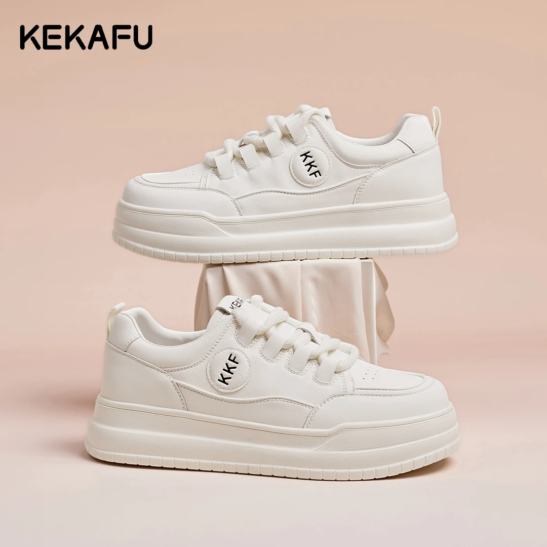 珂卡芙厚底小白鞋女2025秋季新款百搭爆款透气配裙子运动休闲板鞋