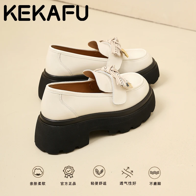 珂卡芙乐福鞋日系休闲可换扣饰2025年秋季新款厚底英伦风小皮鞋女