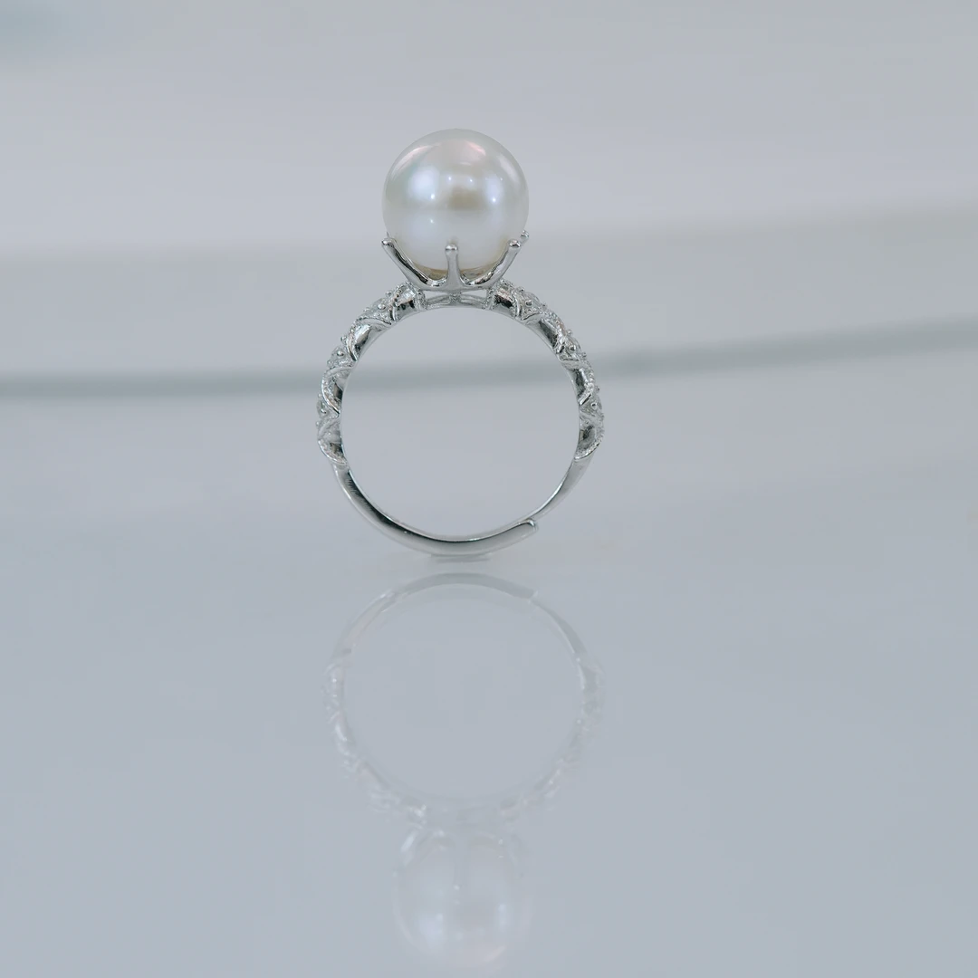 【女神节专享】淡水珍珠S925银经典可调节八爪大龙珠戒指10-11mm