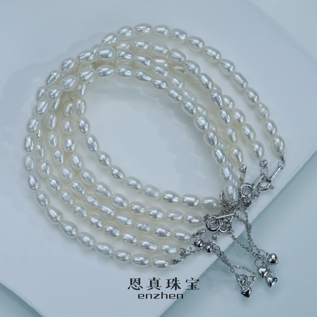 【小米珠手链】淡水无核珍珠小米子抽拉S925银手链4-5mm多样性发1
