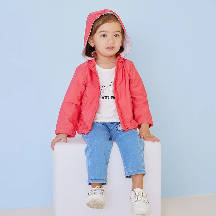 好孩子童装外套春秋女童轻薄连帽可拆卸外套秋季女童休闲上衣