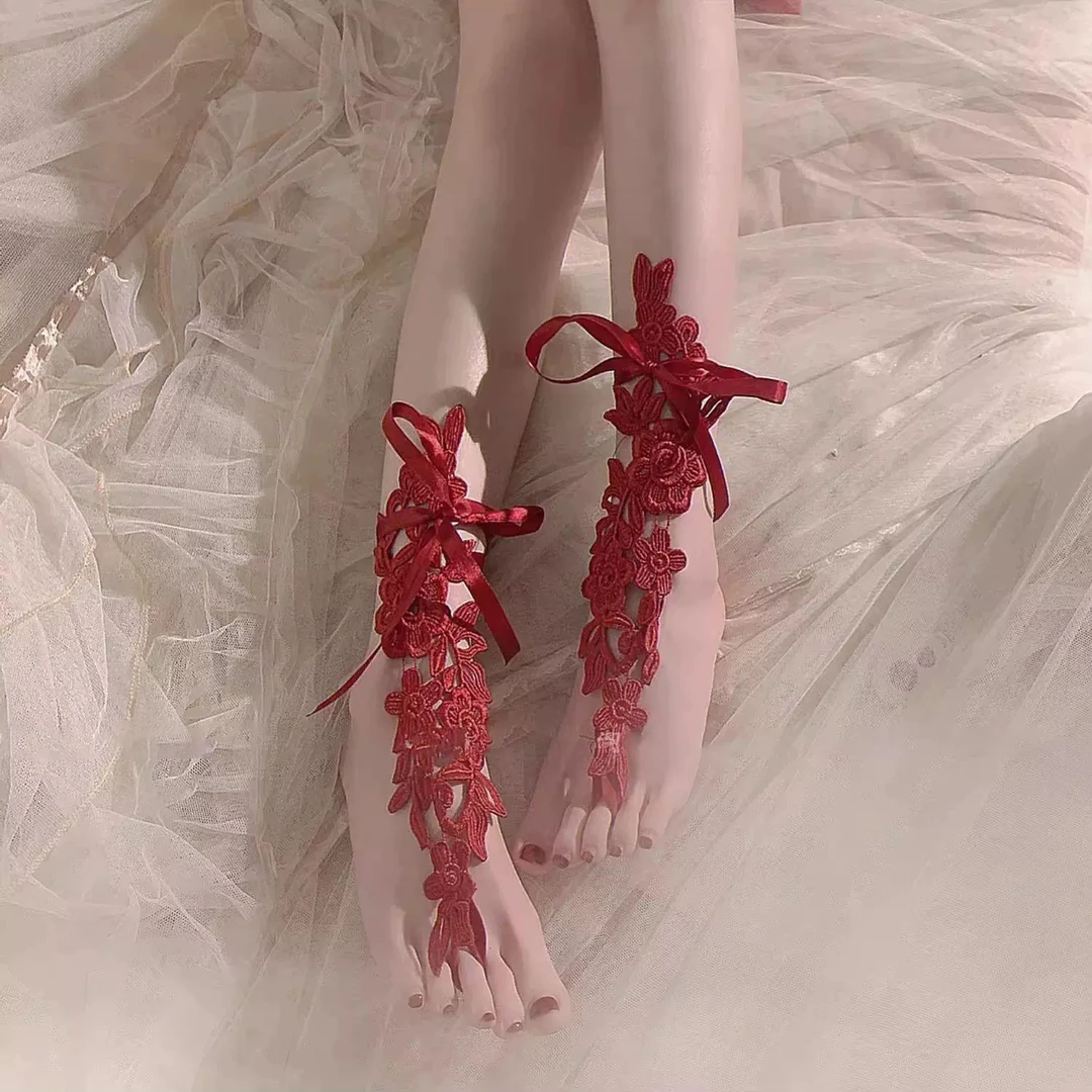 非金属布艺脚链 浪漫镂空脚链蕾丝纯欲性感脚链私房拍摄恋足脚饰