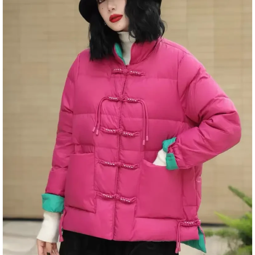 AI QUE/艾雀 升级款含 鸭绒珍珠款盘扣民族风立领 保真正品