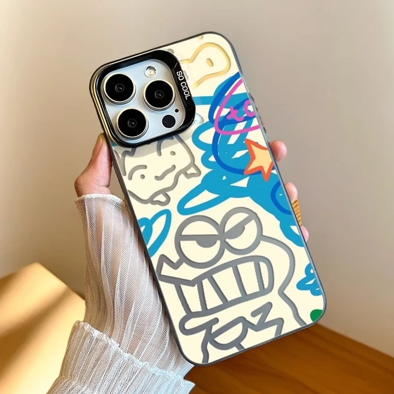 【蜡笔小新】磨砂彩银适用苹果16promax手机壳iPhone14/5防摔13可爱