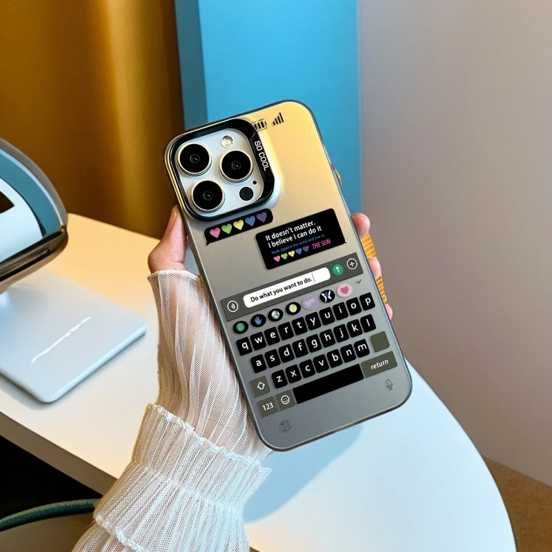【聊天键盘】磨砂彩银适用苹果16手机壳iPhone14防摔15promax可爱13