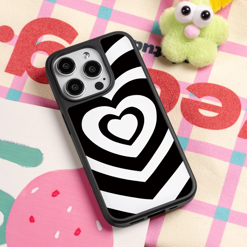 【黑白爱心】磁吸AG玻璃适用苹果16promax手机壳iphone13/4套15防摔