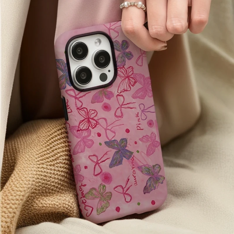 【涂鸦蝴蝶】菲林二合一适用苹果16promax手机壳iphone13/4套15防摔