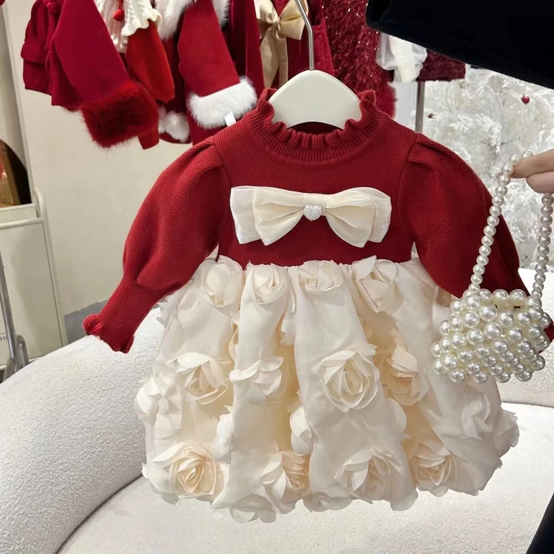 女宝宝冬装甜美百搭公主连衣裙女童洋气加绒保暖周岁裙冬季蓬蓬裙