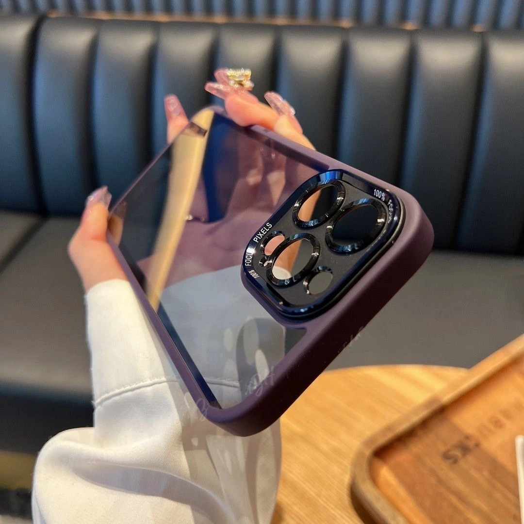 金属字母镜头适用于iPhone14Promax手机壳简约11透明苹果13防摔12