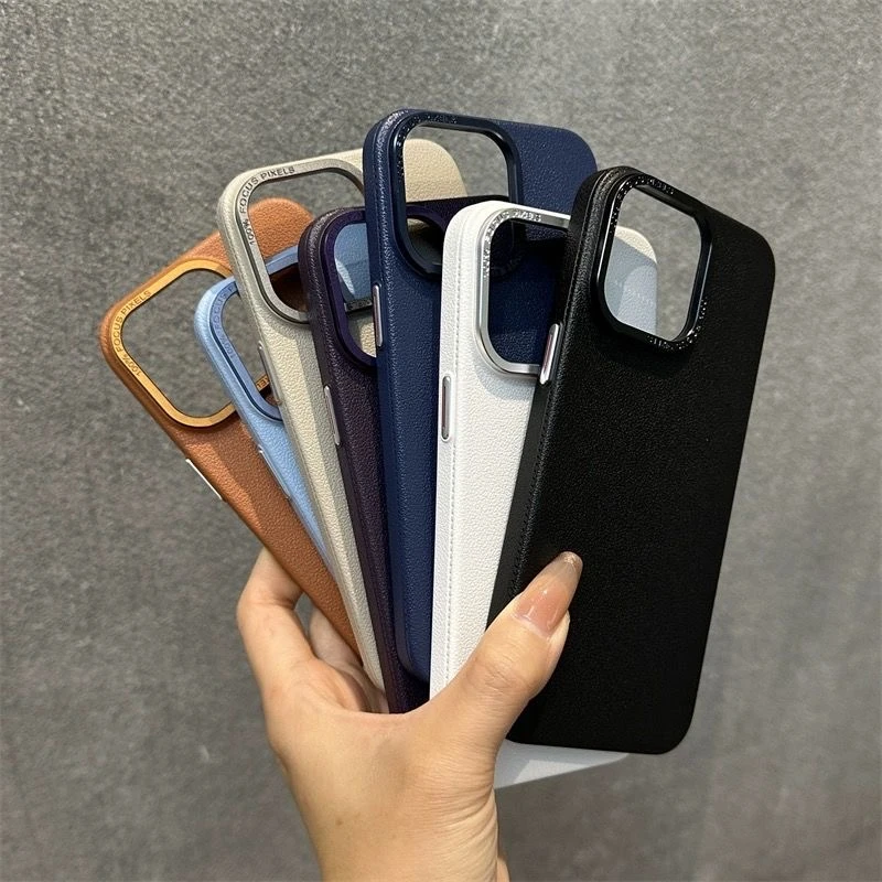 高级感荔枝纹适用苹果16promax手机壳iPhone15/14/13简约PC硬壳12