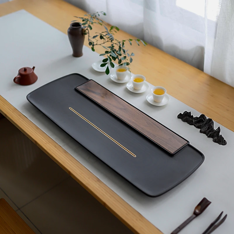 胡桃木电木茶盘家用整块德国功夫茶具排水式中式茶托盘干泡盘茶台