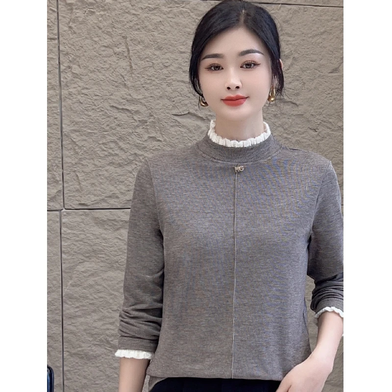 【撤柜样品】DJ652秋季时尚百搭气质长袖体恤上衣女