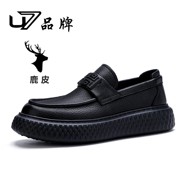 U7夏季品牌男鞋高端鹿皮私人订制百搭软底透气皮鞋背景2024702