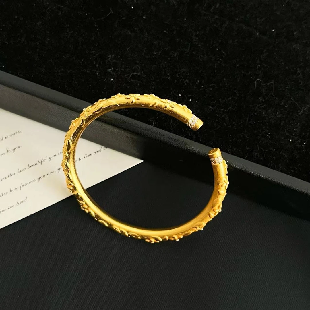 铜合金手镯 毒饰高定   精致款金色开口印花手镯PZ012