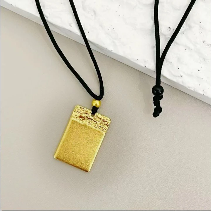 铜合金布艺项链 毒饰高定    经典款金色方块黑色编制绳项链PZ003