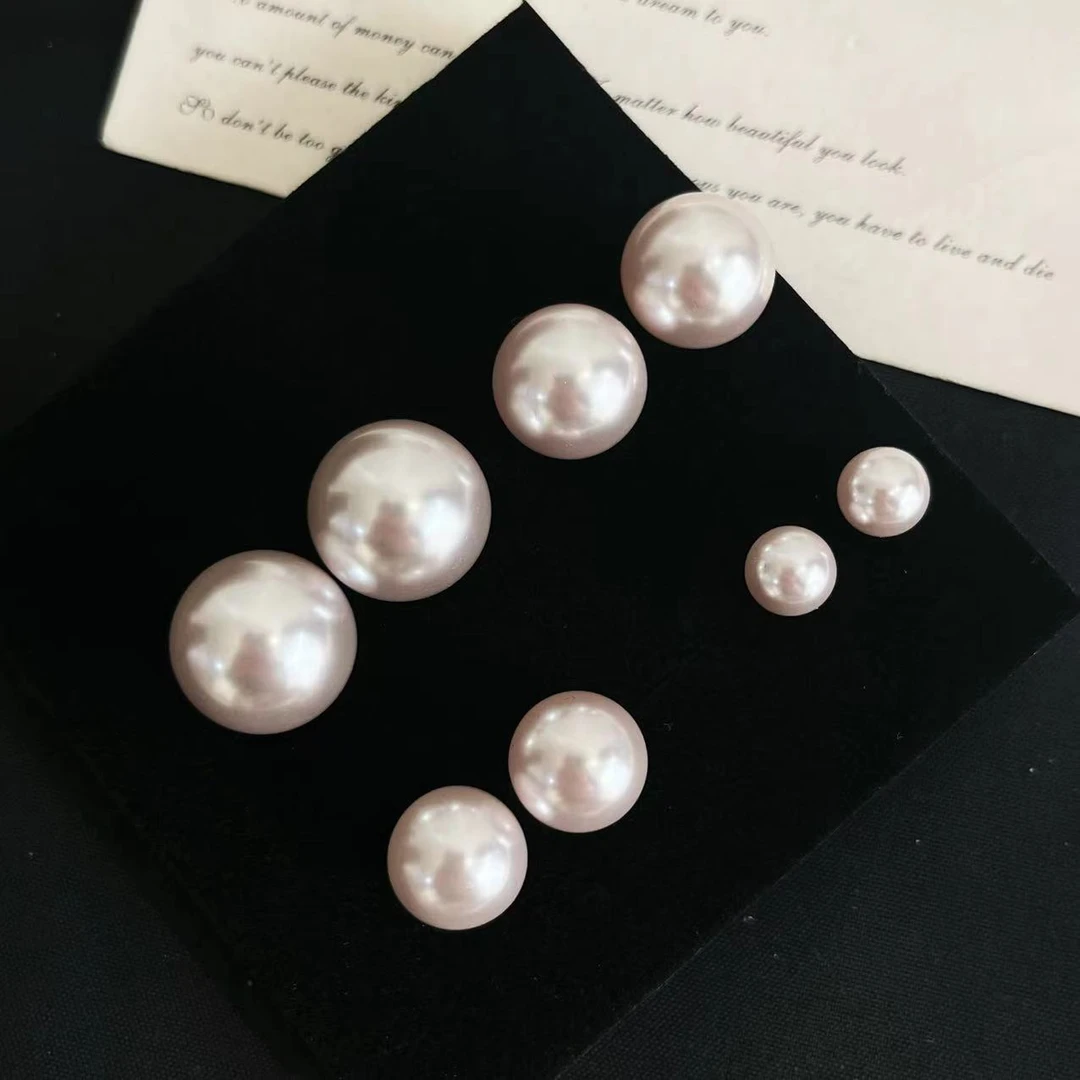 铜合金仿珍珠耳饰 粉紫色珠珠耳饰（8+12+14+16厘四对装）LMDS071