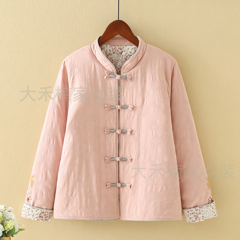 冬装新款复古文艺盘扣开衫加棉外套中式国风文艺棉衣女12-4-03