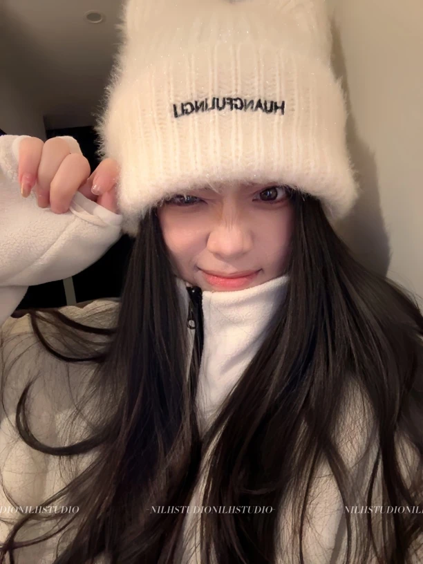 NILH STUDIO｜秋冬韩系猫耳针织帽子减龄百搭护耳保暖毛线帽简约