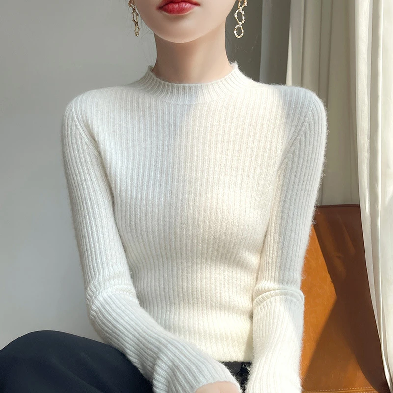 一线成衣半高领套头毛衣打底衫女秋冬短款毛衫修身显瘦长袖针织衫