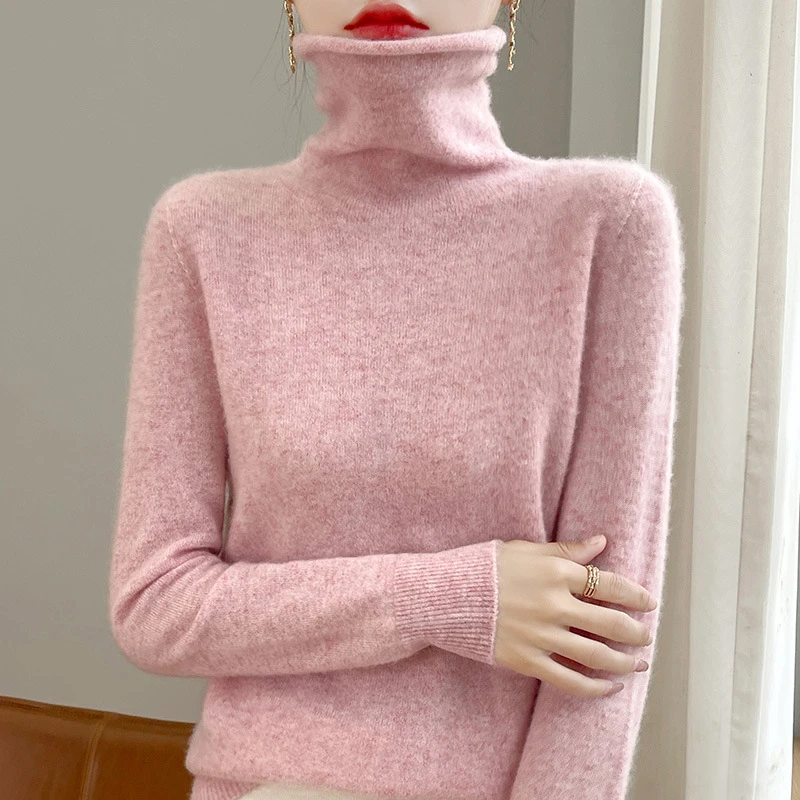 一线成衣时尚洋气毛衣堆堆领打底衫24秋冬新款长袖套头针织衫女潮