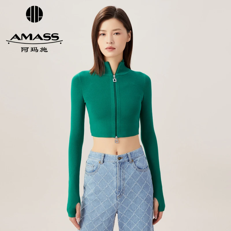 AMASS/阿玛施 新款 秋季气质修身长袖显瘦高腰里外针织衫5499193