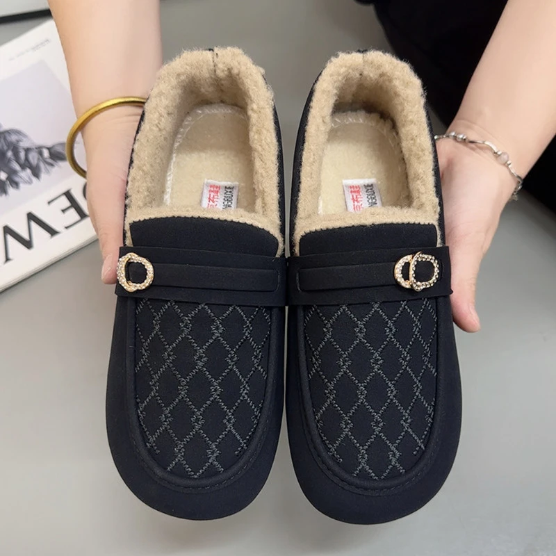 中老年棉鞋新款老北京布鞋女士加绒加厚保暖毛毛鞋软底防滑妈妈鞋