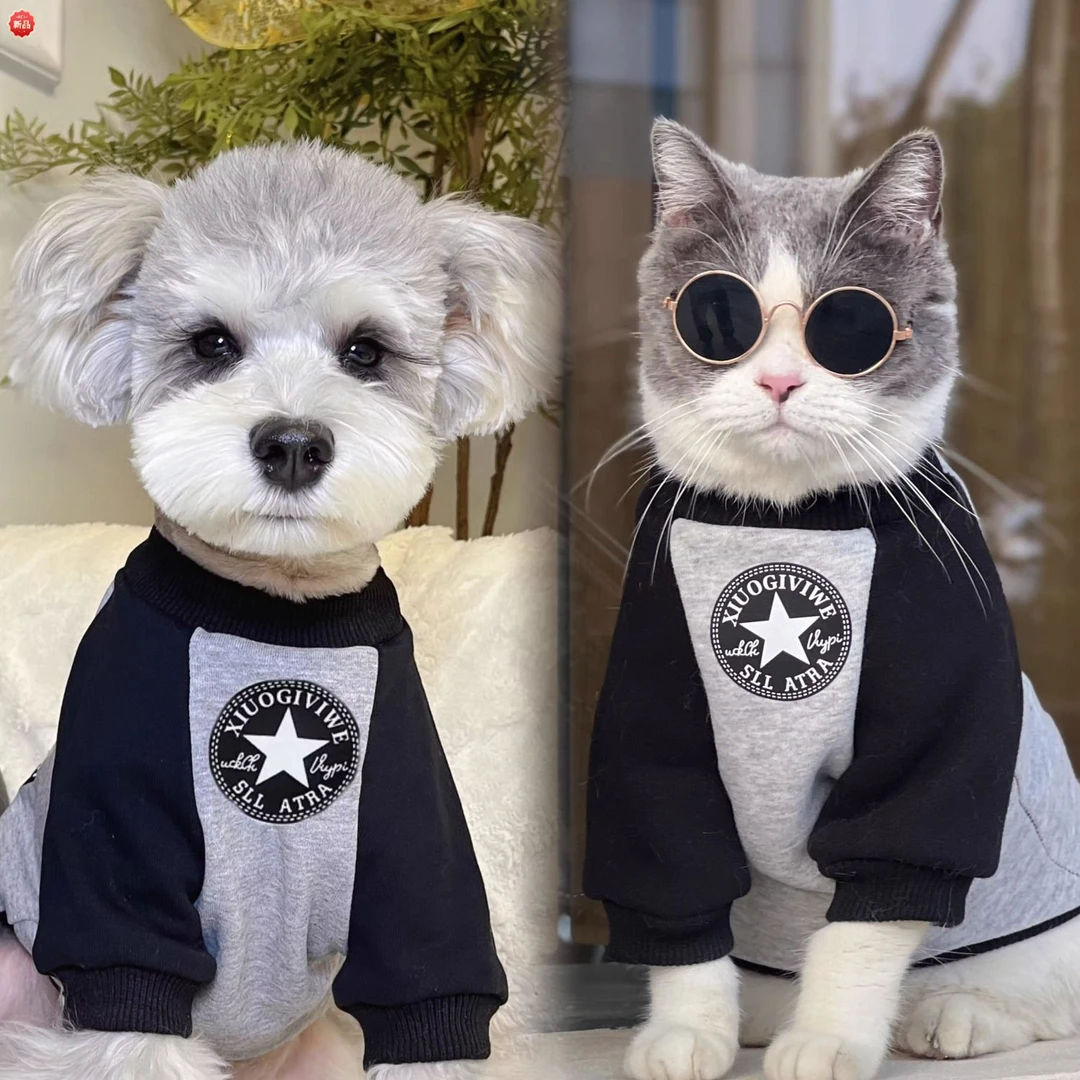 猫咪狗狗衣服小型幼犬泰迪比熊博美雪纳瑞宠物秋冬款潮牌卫衣加绒